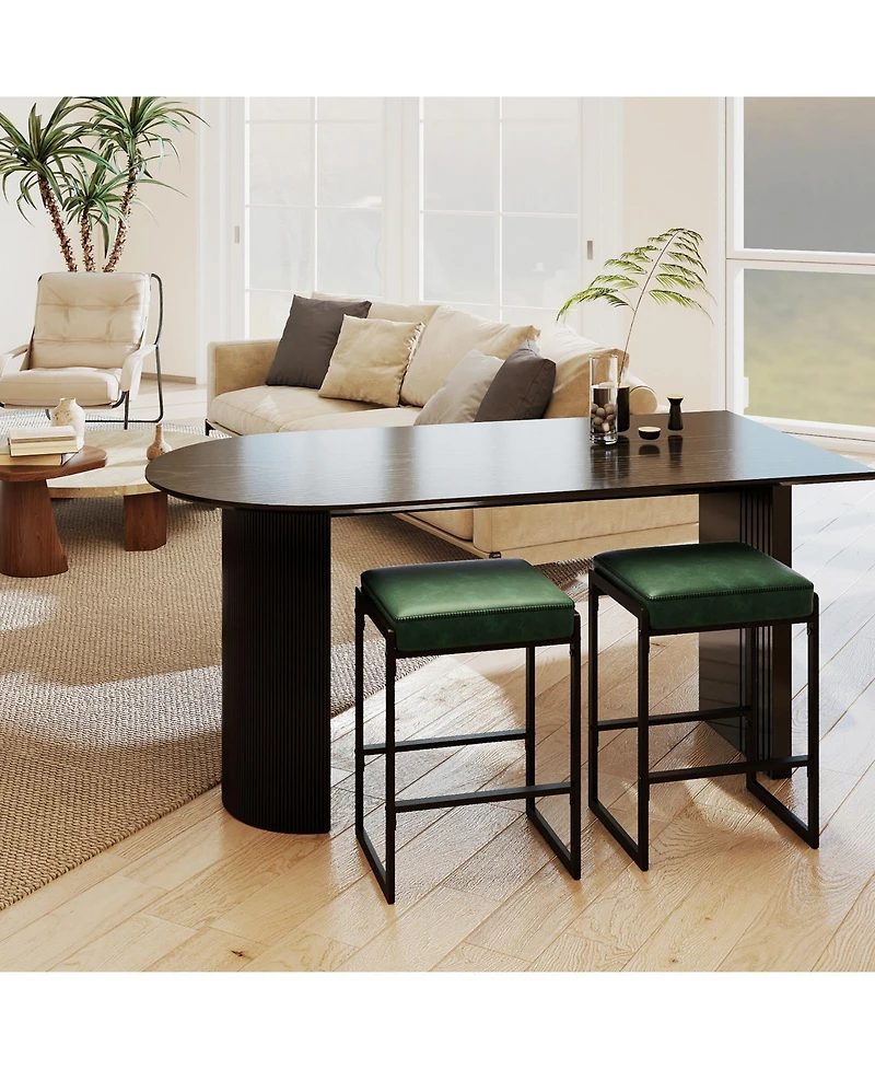 Slickblue Modern Bar Stools Set of 2 Counter Height with Faux Leather Seat for Kitchen and Dining