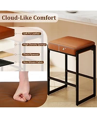 Slickblue Modern Bar Stools Set of 2 Counter Height with Faux Leather Seat for Kitchen and Dining