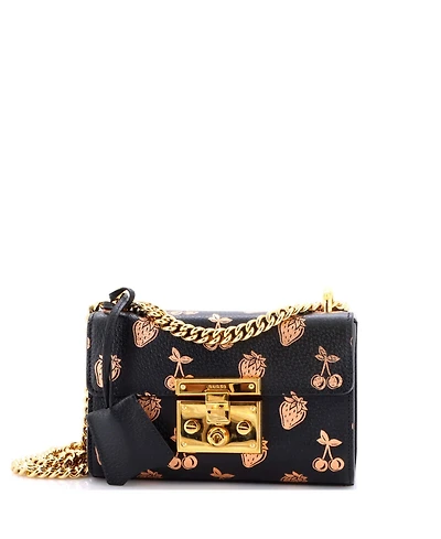 Pre-Owned Gucci Small Padlock Shoulder Bag Printed Leather
