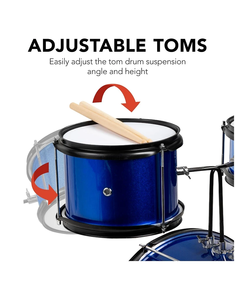 Best Choice Products Kids Beginner 3-Piece Drum, Musical Instrument Set w/ Sticks, Cushioned Stool, Drum Pedal