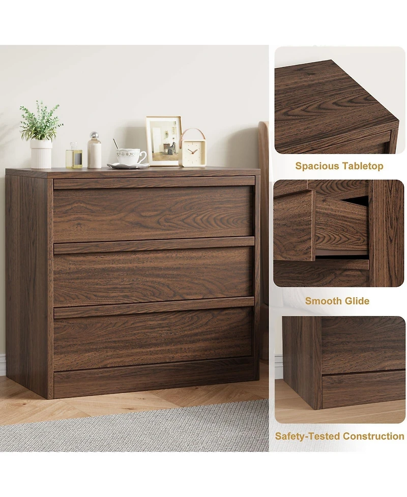 gaomon 3 Drawer Nightstand for Bedroom, 30 inch Tall Small End Table with Large Storage and Anti-Tip Design