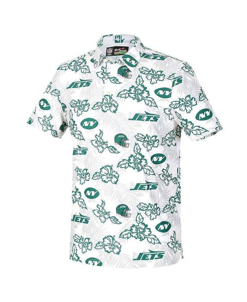Reyn Spooner Men's White New York Jets Pua Performance Game Day Polo Shirt