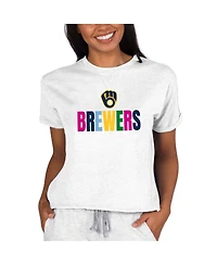 Concepts Sport Women's Oatmeal Milwaukee Brewers Mainstream Terry Top