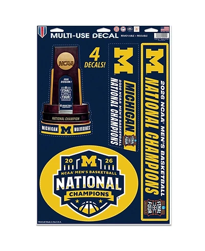 Wincraft Michigan Wolverines 2026 Ncaa Men's Basketball National Champions 11" x 17" Multi-Use Decal Sheet