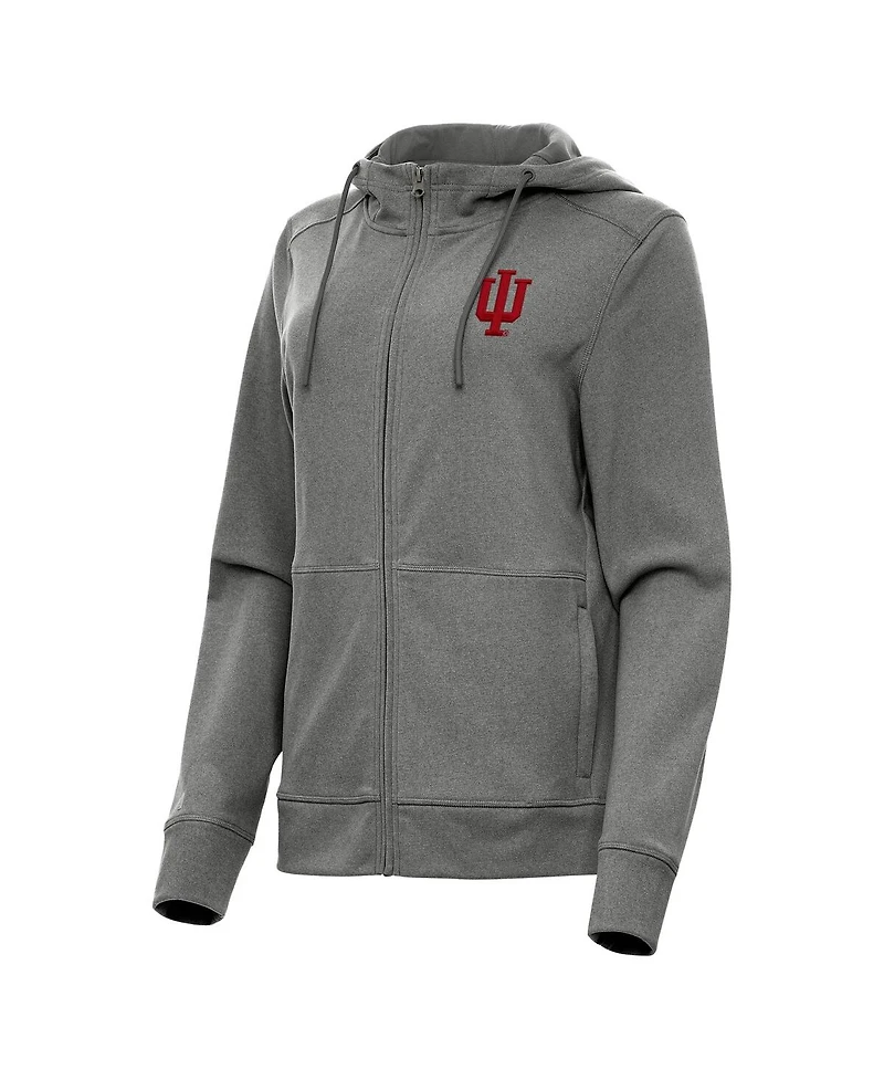 Antigua Women's Heather Black Indiana Hoosiers Seeker Full-Zip Hoodie Jacket