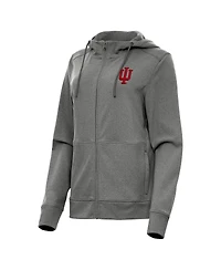 Antigua Women's Heather Black Indiana Hoosiers Seeker Full-Zip Hoodie Jacket