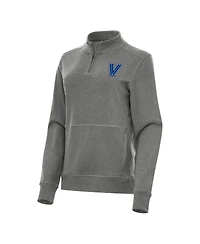 Antigua Women's Heather Charcoal Villanova Wildcats Crush Quarter-Zip Fleece Sweatshirt