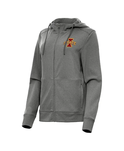 Antigua Women's Heather Black Iowa State Cyclones Seeker Full-Zip Hoodie