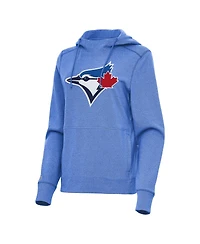 Antigua Women's Heather Powder Blue Toronto Jays Justice Pullover Hoodie
