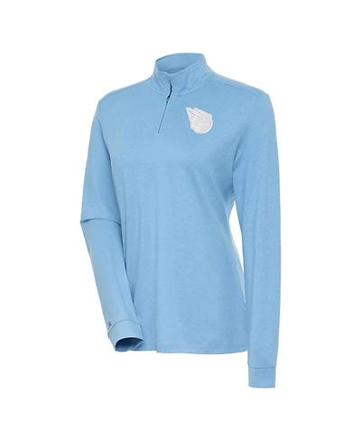 Antigua Women's Light Blue Cleveland Guardians Mentor Quarter-Zip Pullover Top