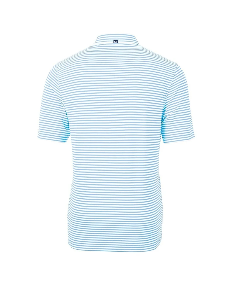 Cutter & Buck Men's Caroline Blue North Carolina Tar Heels Vault DryTec Virtue Eco Pique Stripe Polo Shirt