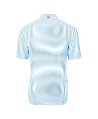 Cutter & Buck Men's Caroline Blue North Carolina Tar Heels Vault DryTec Virtue Eco Pique Stripe Polo Shirt