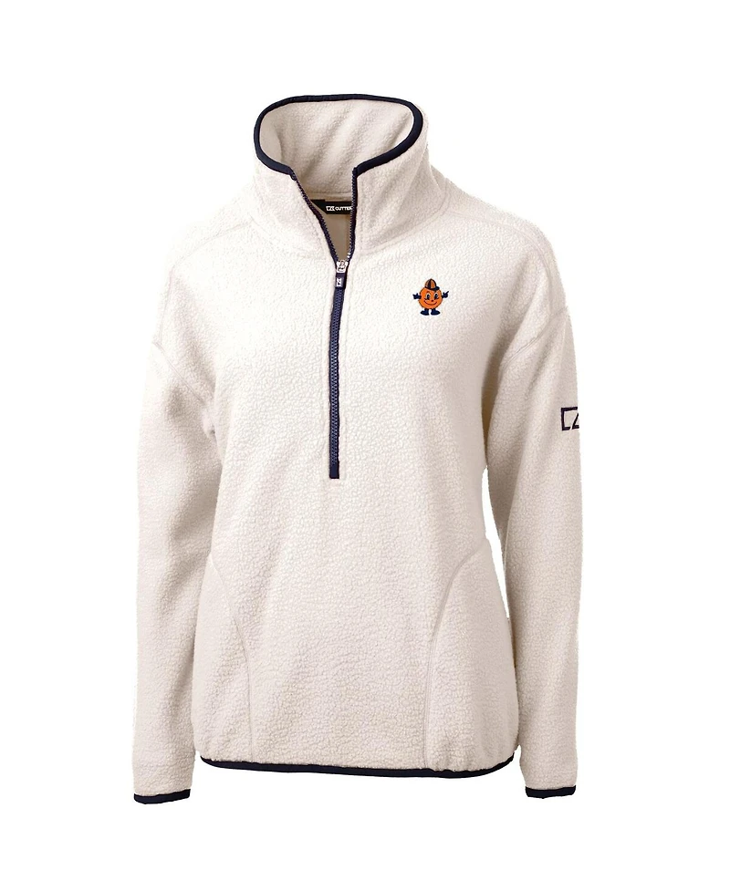 Cutter & Buck Women's Oatmeal Syracuse Orange Vault Cascade Eco Sherpa Fleece Half-Zip Pullover Jacket