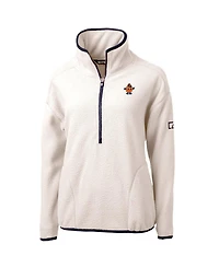 Cutter & Buck Women's Oatmeal Syracuse Orange Vault Cascade Eco Sherpa Fleece Half-Zip Pullover Jacket
