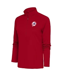 Antigua Women's Red New York Yankees Cooperstown Tribute Half-Zip Pullover Top
