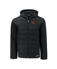 Cutter & Buck Men's Black San Francisco Giants Evoke Hybrid Eco Softshell Full-Zip Hoodie