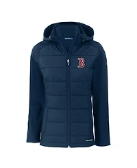 Cutter & Buck Women's Navy Boston Red Sox Evoke Hybrid Eco Softshell Full-Zip Hoodie Jacket
