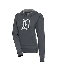 Antigua Women's Charcoal Detroit Tigers Victory Pullover Hoodie
