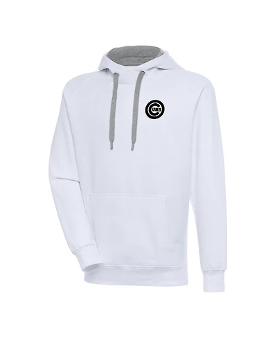 Antigua Men's White Chicago Cubs Metallic Victory Pullover Hoodie