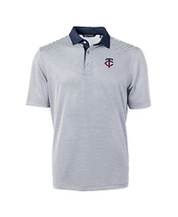 Cutter & Buck Men's Navy/White Minnesota Twins Virtue Eco Pique Micro Stripe Polo Shirt