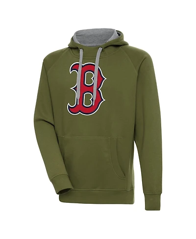 Antigua Men's Olive Boston Red Sox Victory Pullover Hoodie
