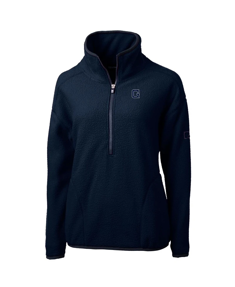 Cutter & Buck Women's Navy Georgetown Hoyas Cascade Eco Sherpa Fleece Half-Zip Pullover Jacket