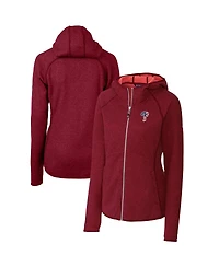 Cutter & Buck Women's Cardinal Philadelphia Phillies Americana Logo Mainsail Sweater-Knit Full-Zip Hoodie