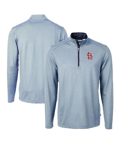 Cutter & Buck Men's Light Blue/Navy St. Louis Cardinals Virtue Eco Pique Micro Stripe Big Tall Quarter-Zip Pullover Top