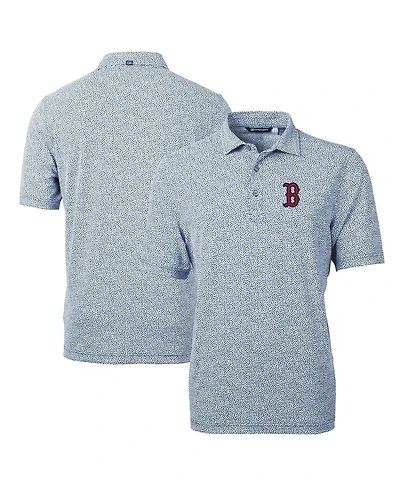 Cutter & Buck Men's Navy Boston Red Sox Virtue Eco Pique Botanical Print Polo Shirt