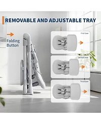 gaomon Baby High chair, Foldable Feeding Chairs for Babies and Toddlers, Adjustable Height/Backrest/Footrest, Removable Tray, Fast Folding