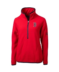 Cutter & Buck Women's Red Boston Sox Cascade Eco Sherpa Fleece Quarter-Zip Pullover Jacket