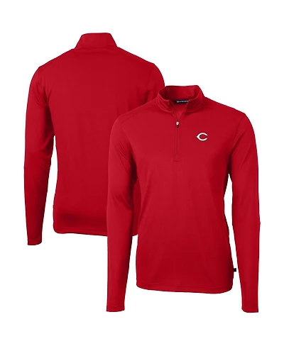 Cutter & Buck Men's Red Cincinnati Reds Virtue Eco Pique Quarter-Zip Pullover Top