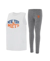 Concepts Sport Women's 2- Piece Charcoal/White New York Mets Contend Tank and Leggings