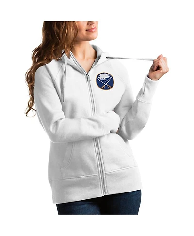 Antigua Women's White Buffalo Sabres Victory Full-Zip Hoodie