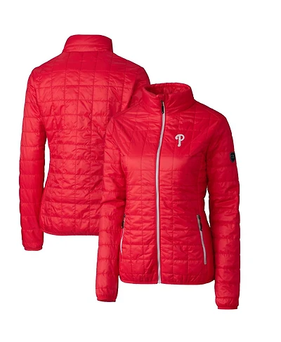 Cutter & Buck Women's Red Philadelphia Phillies Rainier PrimaLoft Eco Full-Zip Puffer Jacket