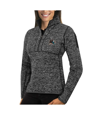 Antigua Women's Charcoal San Jose Sharks Fortune Half-Zip Sweatshirt