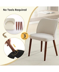 gaomon Dining Chair Set of 4, Linen Upholstered Dining Chair with Solid Wood Legs, Wing Backrest