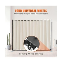 Sugift Portable Panel Room Divider with Wheels, 121.5 x 17.7 x 96.7 in Freestanding Curtain Divider Privacy Screen for Office Bedroom