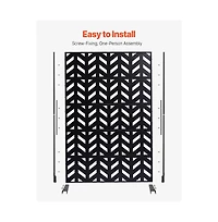 Sugift 47 x 72 in Freestanding 5-Panel Metal Privacy Screen, Steel Outdoor Divider with Stand for Balcony Patio Garden