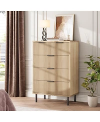 gaomon 5-Drawer Fluted Dresser for Bedroom, Modern Wide Chest of Drawers with Metal Legs Storage Cabinet