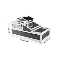 Sugift 3-Room Wooden Tortoise Habitat 2-Story Reptile Enclosure with Balcony Ramp 44 x 25.6 x 24 in