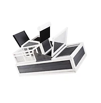 Sugift 3-Room Wooden Tortoise Habitat 2-Story Reptile Enclosure with Balcony Ramp 44 x 25.6 x 24 in