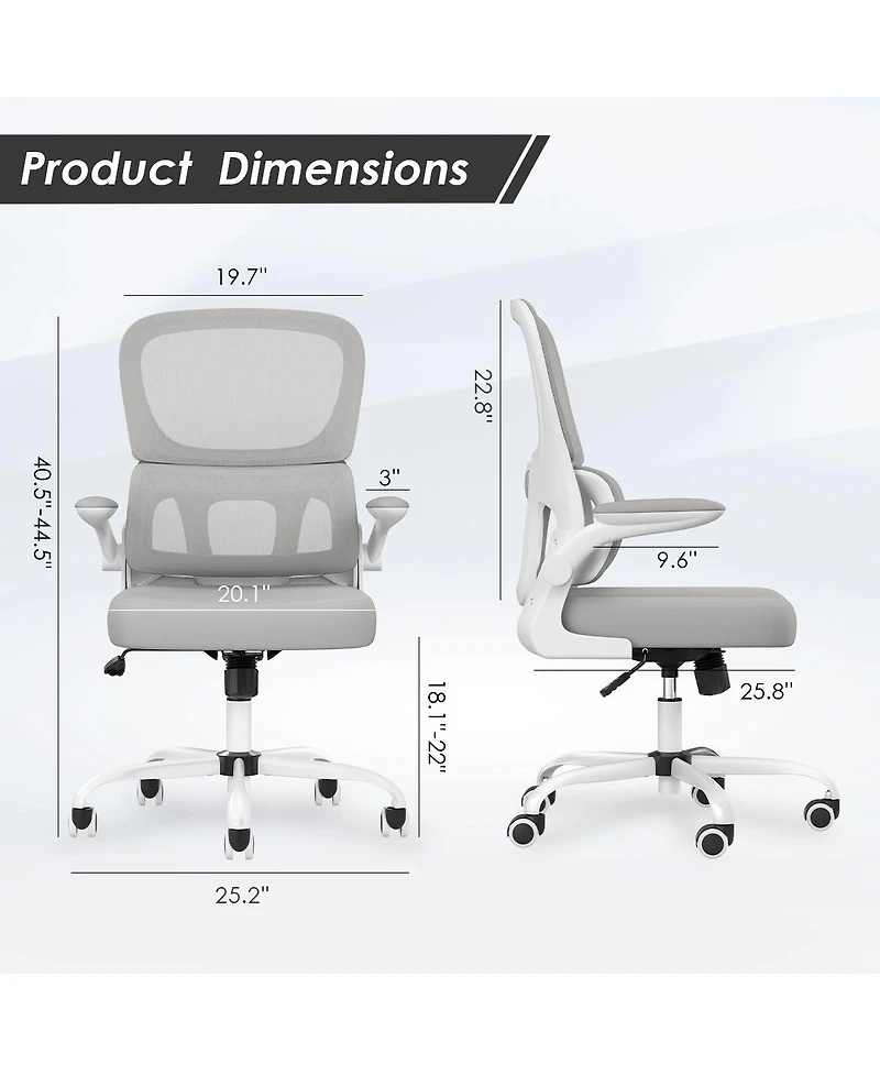 flynama Mesh Ergonomic Office Chair,Flip-Up Armrest Lumbar Support Chair