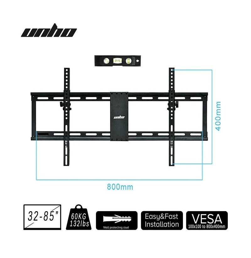 Unho Low Profile Tilt Tv Wall Mount for 32-85 Inch TVs, 132lbs Capacity,Max Vesa 800x400mm
