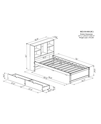 Rainsken Twin Storage Bed, with Bookcase Headboard and 2 Drawers, Built-in Usb Port, for Kids Teens Adults, No Box Spring Needed