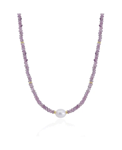 The Lovery Amethyst Bead Pearl Necklace 14K