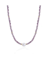 The Lovery Amethyst Bead Pearl Necklace 14K