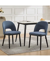 gaomon Upholstered Fabric High Back Wooden Dining Chairs with Deep Seat
