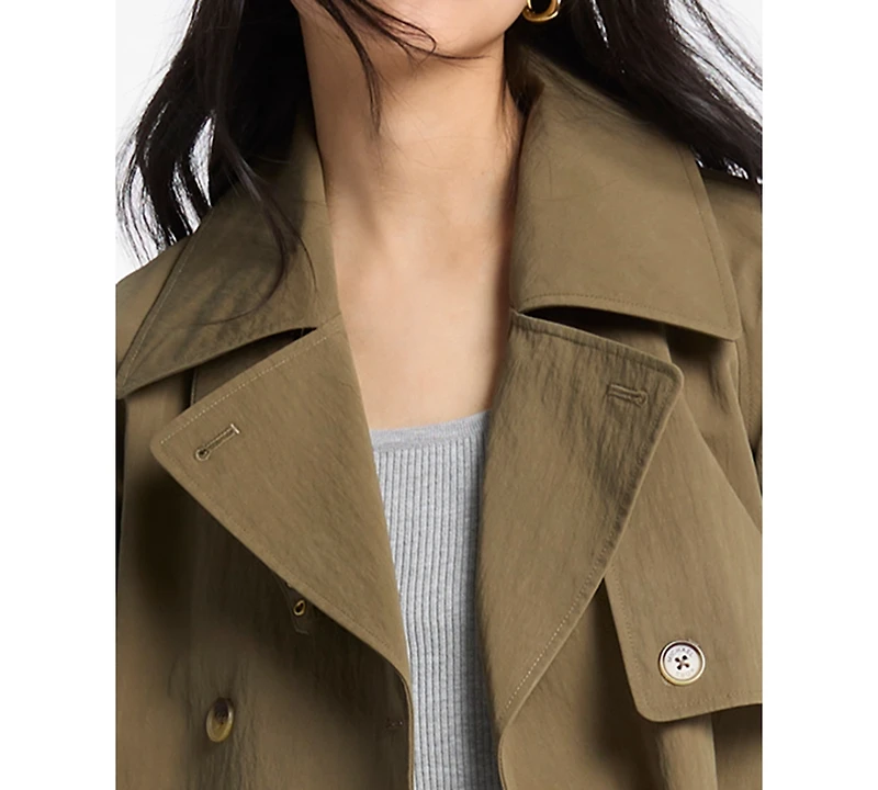 Michael Kors Women's Collared Neck Oversize Belted Trench Coat