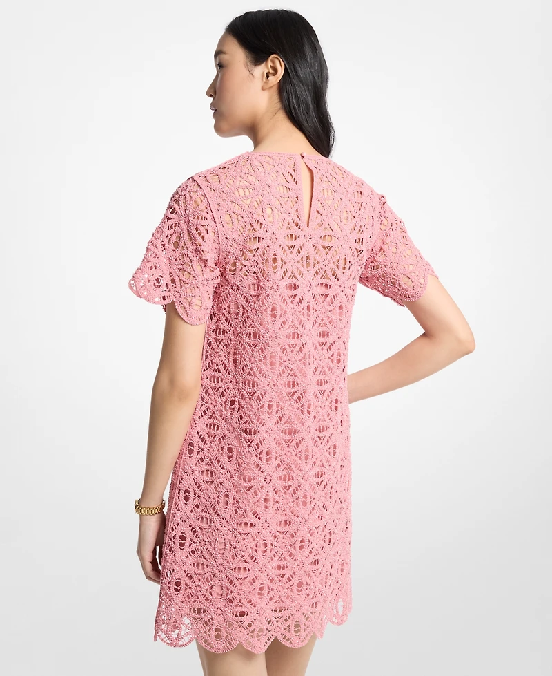 Michael Kors Women's Embellished Faux Crochet Short-Sleeve Dress